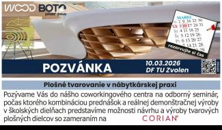 Pozvánka na odborný seminár: PLOŠNÉ TVAROVANIE V NÁBYTKÁRSKEJ PRAXI