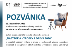 Pozvánka na medzinárodný vedecko-odborný seminár „Nábytok a výrobky z dreva 2026“
